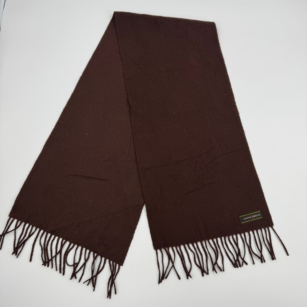 Joseph Abboud Scarf Mens OS Brown 100% Cashmere Made in Germany Fringe Trim